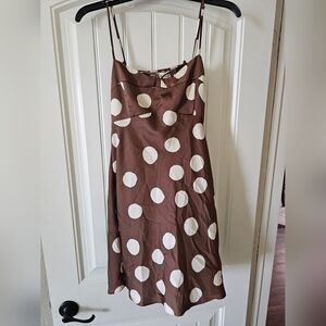 Altar'd State Brown Polka Dot Mini Dress with White Dots